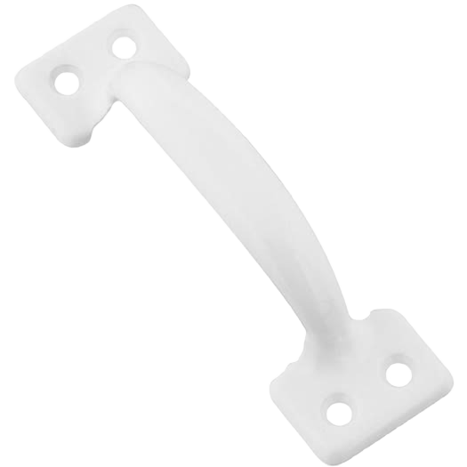 White cold-rolled steel window sash lift with four mounting holes, ideal for doors and window accessories under $50