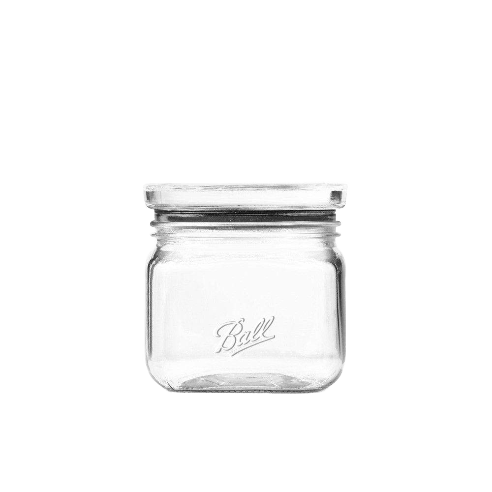 Clear square glass storage jar with airtight silicone gasket lid for kitchen and pantry organization