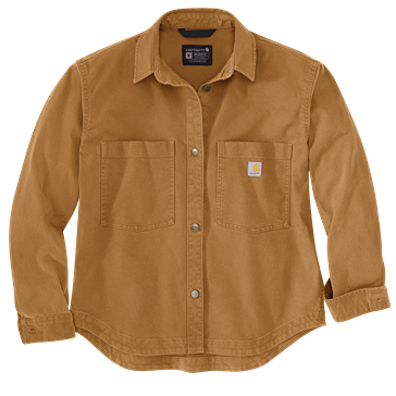 Brown heavyweight duck overshirt for women with loose fit and rugged Flex® fabric in clothing and tops collection