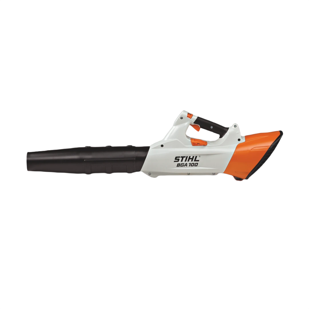 White and orange cordless handheld blower with ergonomic handle for efficient outdoor cleaning tasks in tools and home improvement