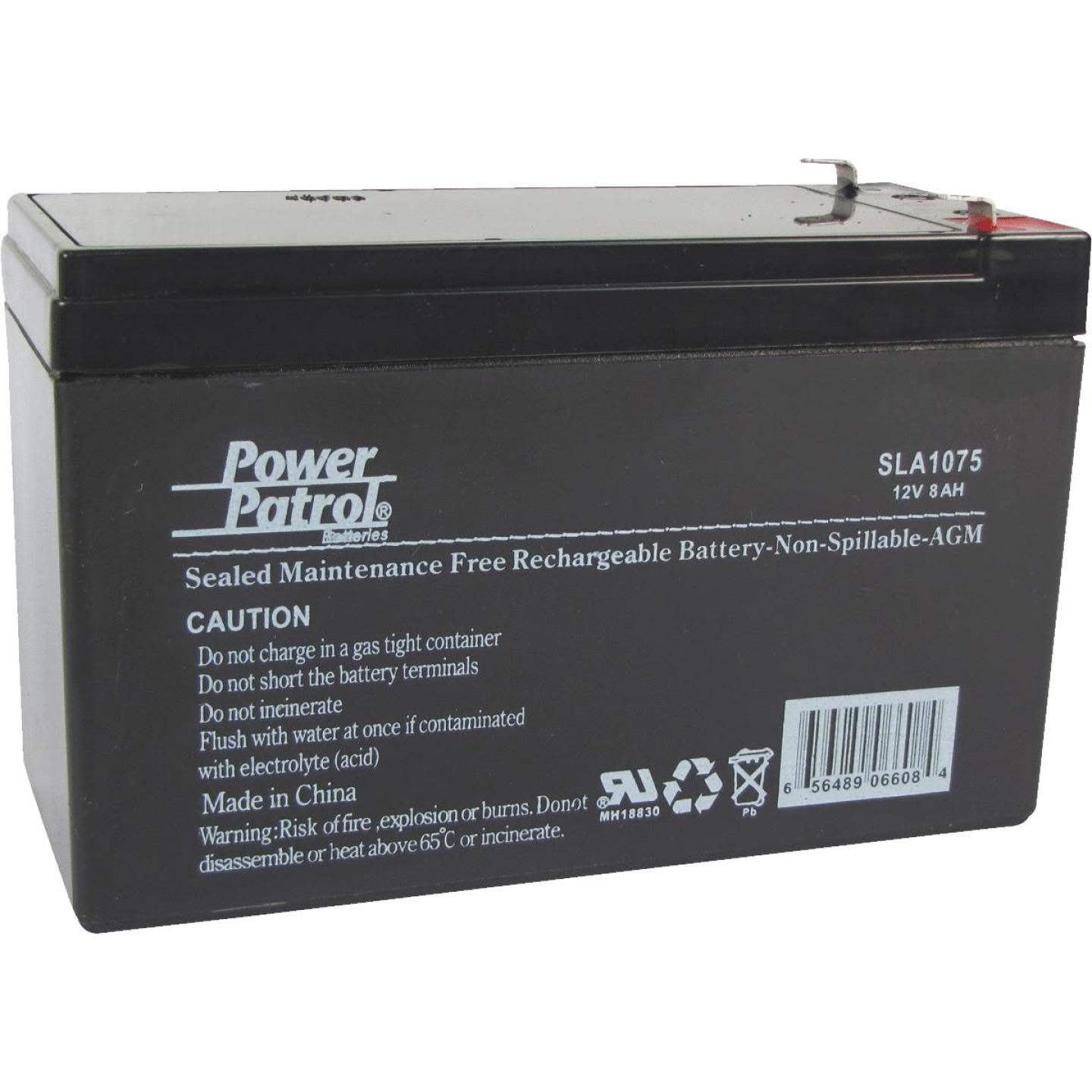 Black sealed lead acid rechargeable battery with caution label for electrical and household use under $100 category