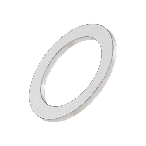 Round metal washer with a smooth finish designed for use in home improvement and hardware applications