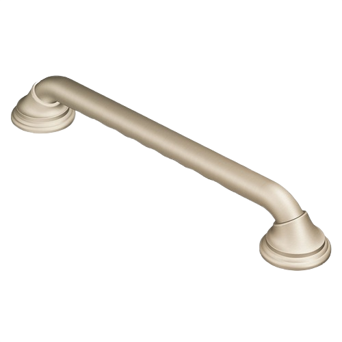 Brushed nickel grab bar with finger notches for bathroom safety and accessibility in home improvement collection