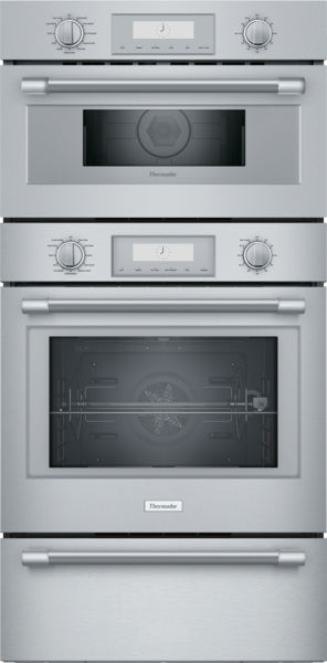Stainless steel double wall oven with digital display, control knobs, and spacious interior racks from Appliances collection