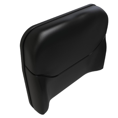 Black ergonomic backrest cushion designed for John Deere equipment in parts and accessories collections