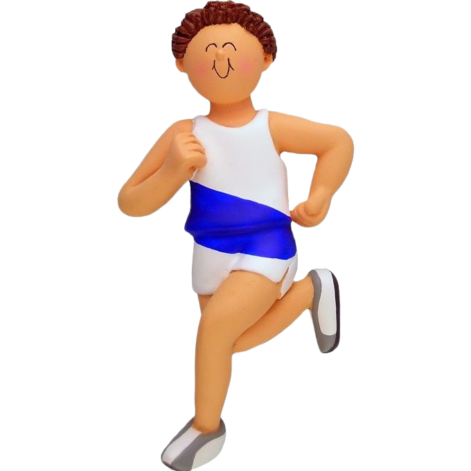 Charming brunette male runner figurine in white and blue outfit for Christmas Ornaments & Tree Decorations under $50 collection