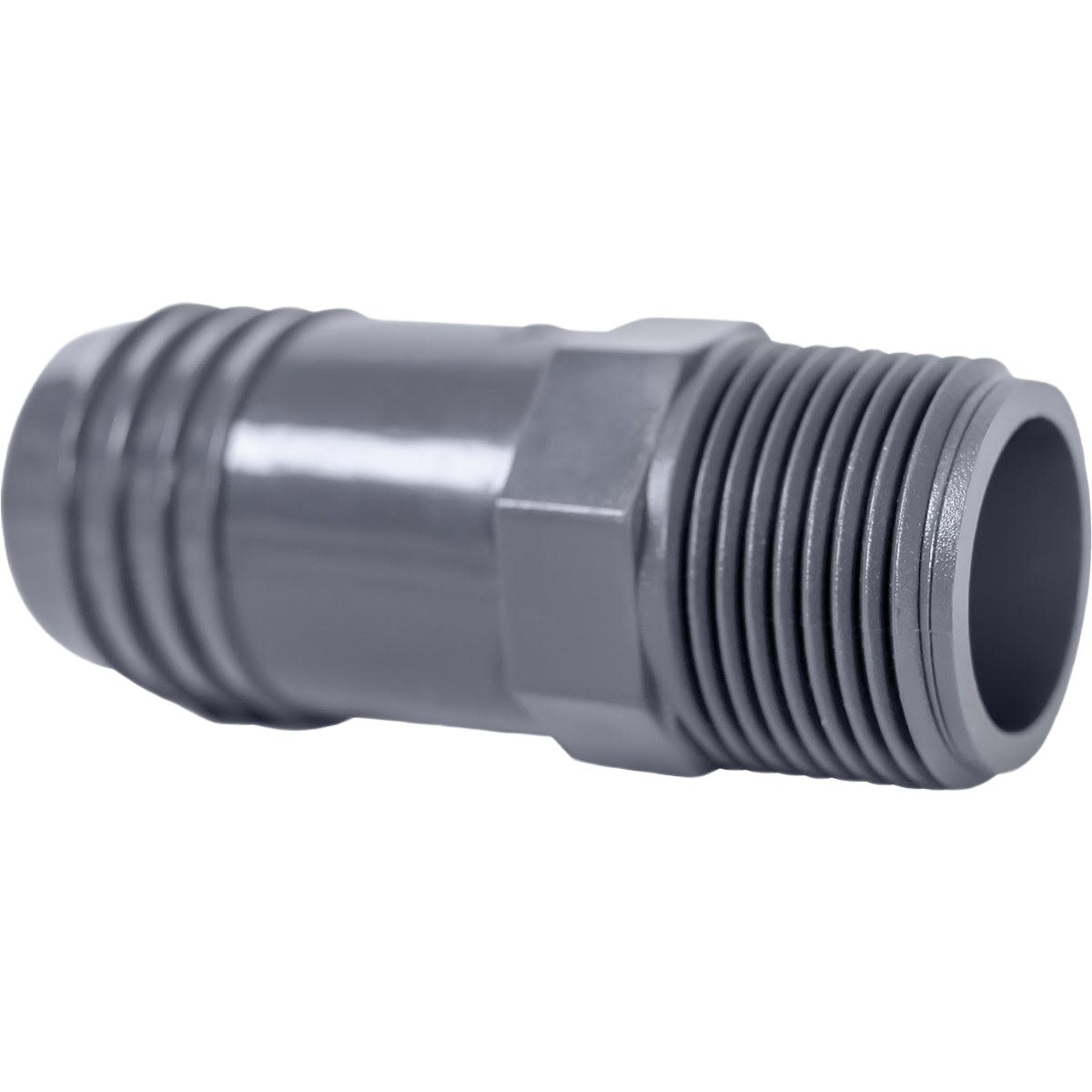 Gray polypropylene 1-inch MPT to 1-1/4-inch insert reducing hose adapter for plumbing and pipes & fittings collections