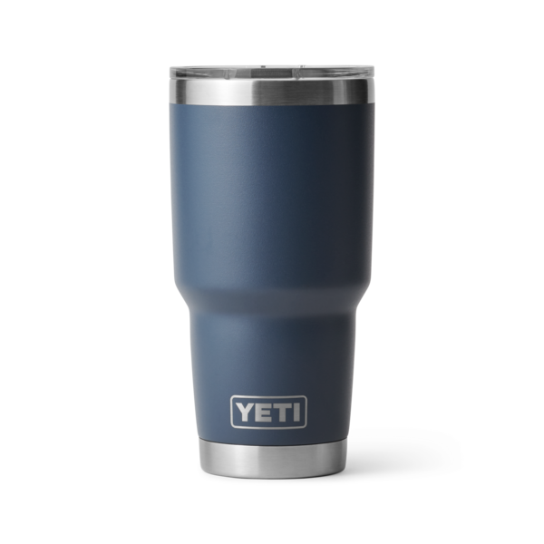 Navy blue insulated tumbler with stainless steel rim and base, featuring a clear Magslider lid, for Drinkware, Tableware, and Kitchen & Kitchenware collections under $100.