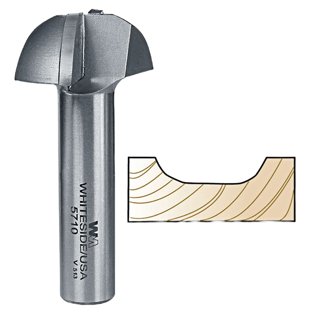 Cove panel profile bit with sharp cutting edges for creating raised panel effects in MDF doors, part of Whiteside Machine tools collection