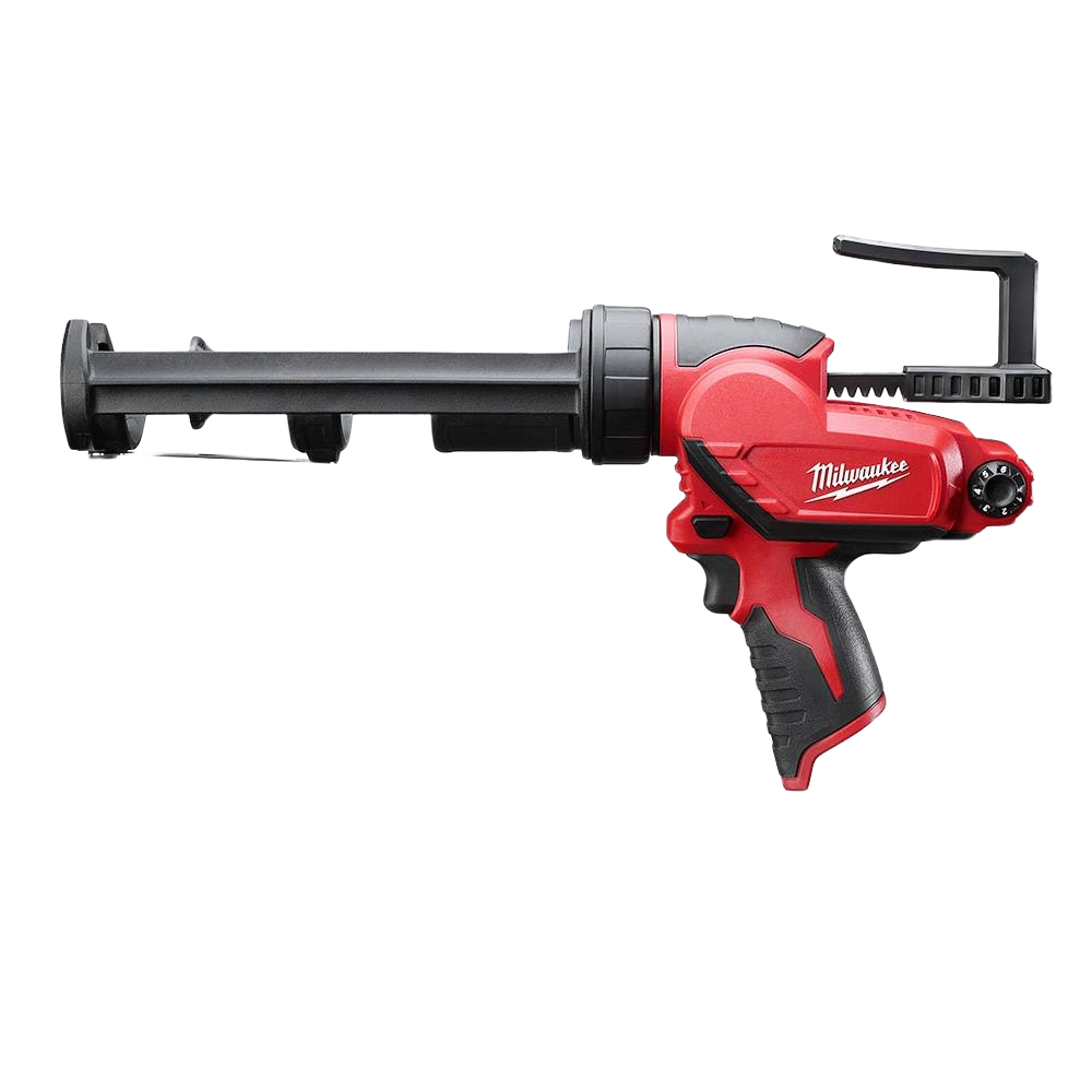 Cordless red and black caulk and adhesive gun for home improvement in Milwaukee power tools collection