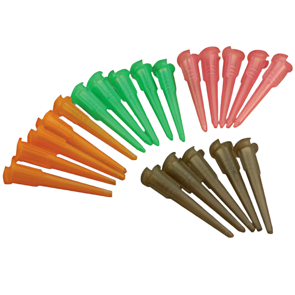 Set of color-coded micro-fine plastic tips for precise glue application in glue and adhesives for home improvement tools collections