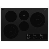 Black electric ceramic glass cooktop with five burners including two dual radiant elements from Cooktops collection