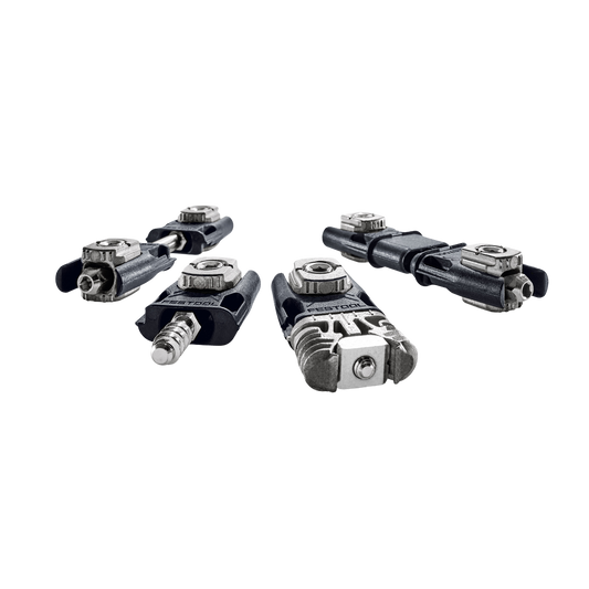 Set of four precision joiner tool components with metal and black accents, designed for use in woodworking and power tool applications.