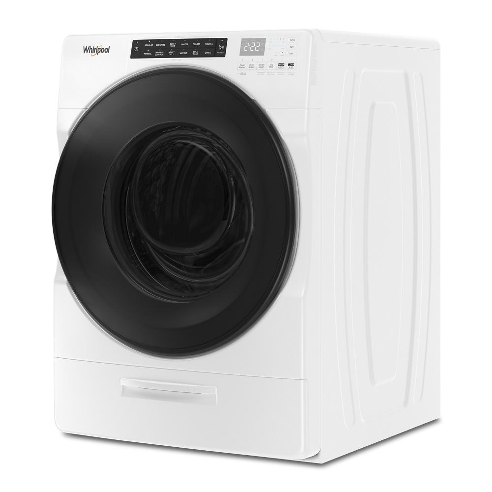 White ventless front load washer dryer combo with large black door and digital control panel in Washer/Dryer Combos collection