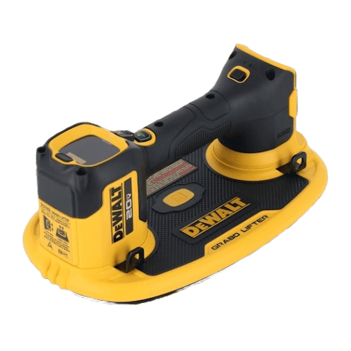 Cordless yellow and black heavy-duty vacuum lifter designed for efficient gripping in home improvement tasks