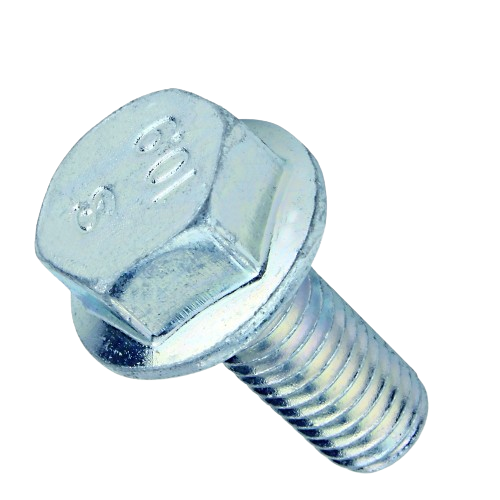 Close-up of a silver metal hex bolt with threaded shaft for home improvement and tools applications