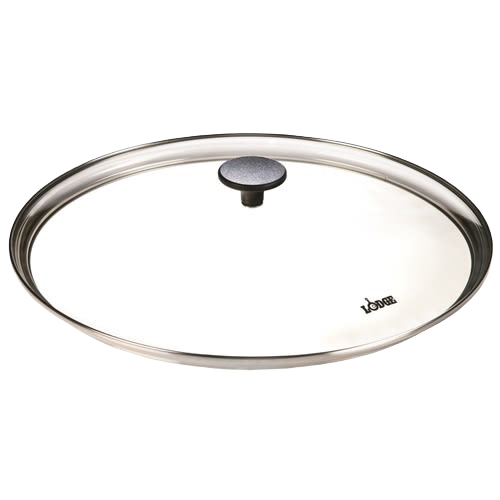 Clear round tempered glass lid with stainless steel rim and black knob for kitchenware under $50 collection