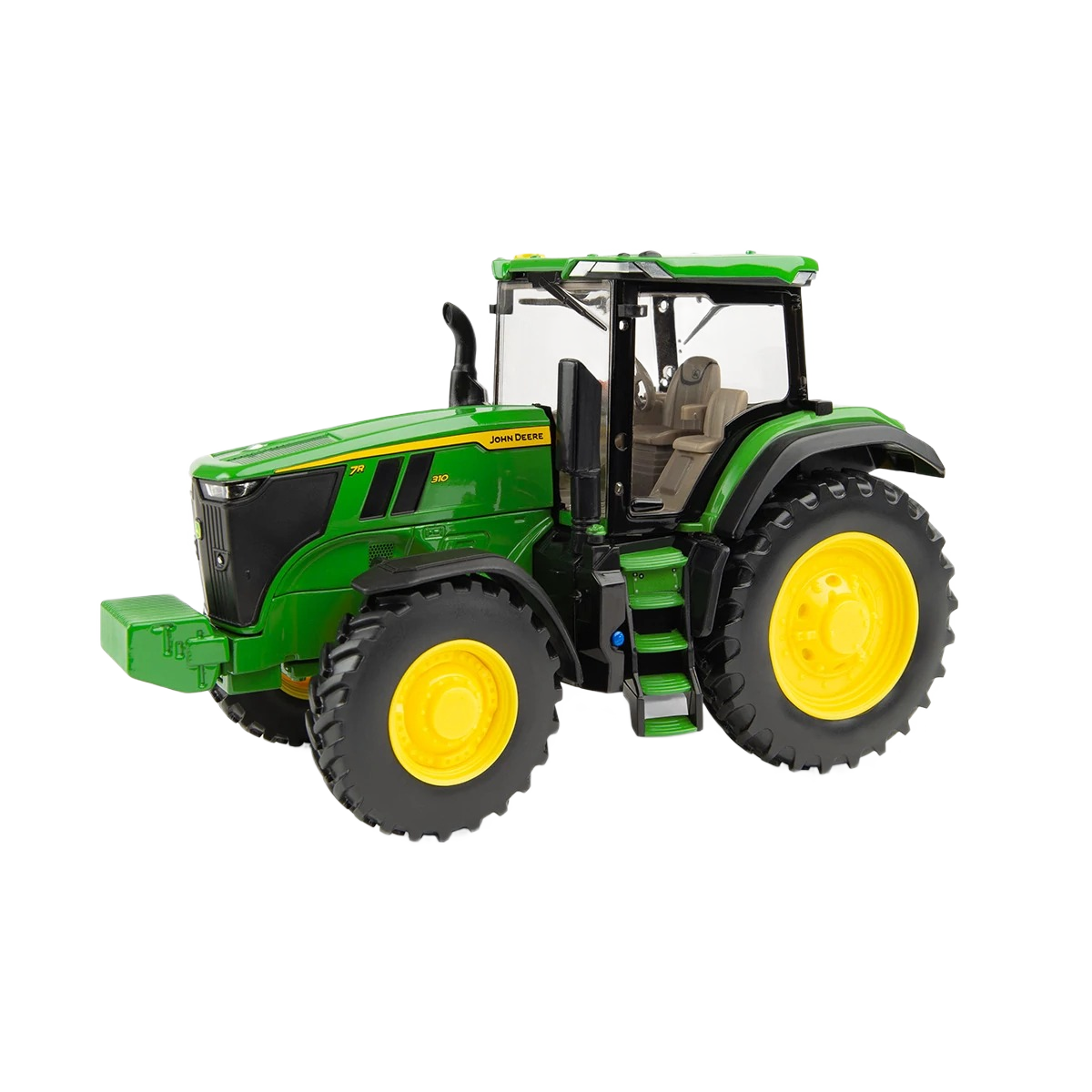 Green and yellow 1:32 scale John Deere tractor toy with front weights and steerable axle in Vehicles & Remote Controlled Toys collection