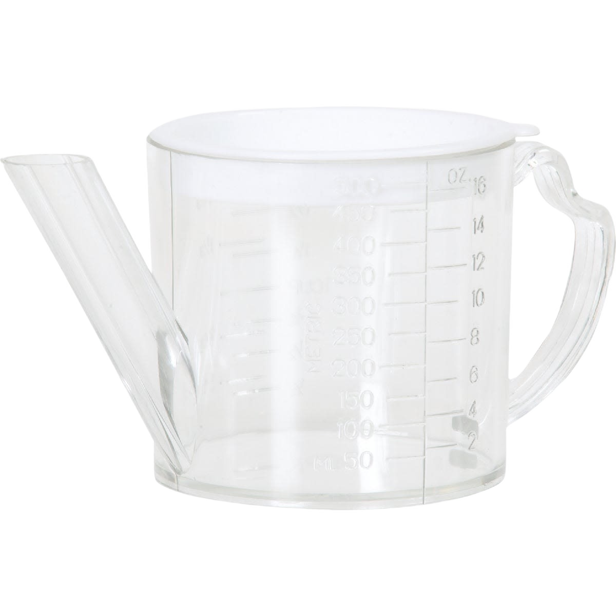 Clear plastic measuring cup with built-in strainer and spout for kitchen tasks under $50 in kitchenware collection