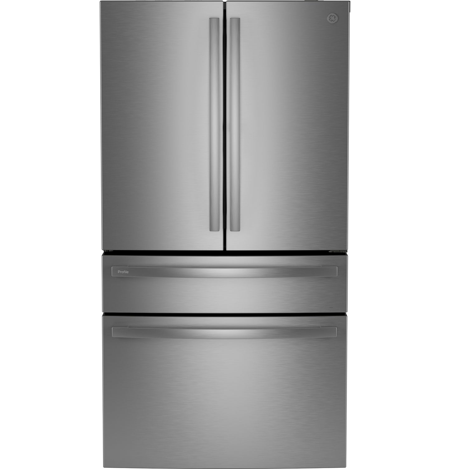 Fingerprint resistant stainless steel 4-door French-door refrigerator with smart features in kitchen appliances collection
