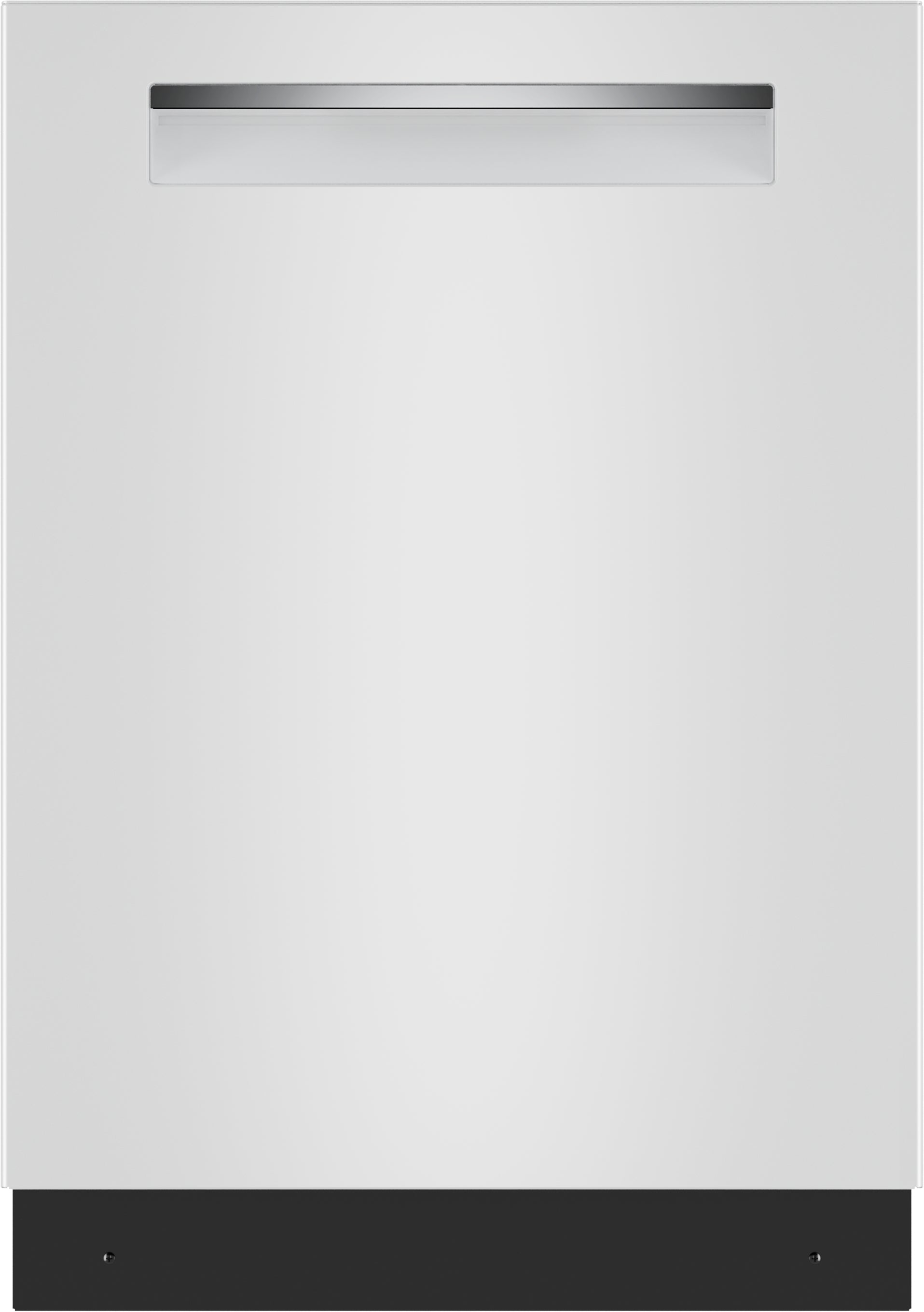 24-inch white built-in dishwasher with minimalist handle design from Bosch in kitchen appliances collection