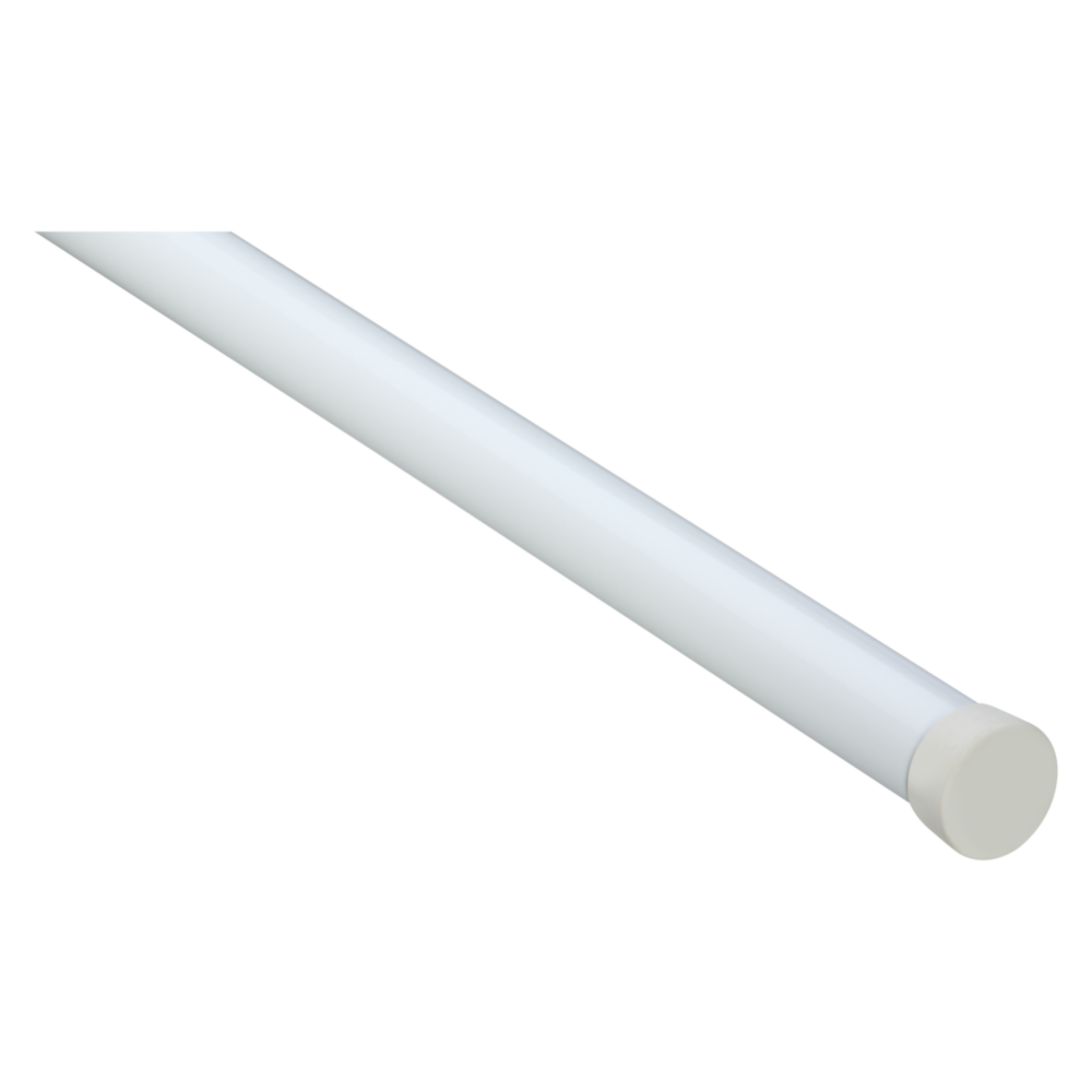 White steel closet rod with capped end for storage and organization in closet accessories collections