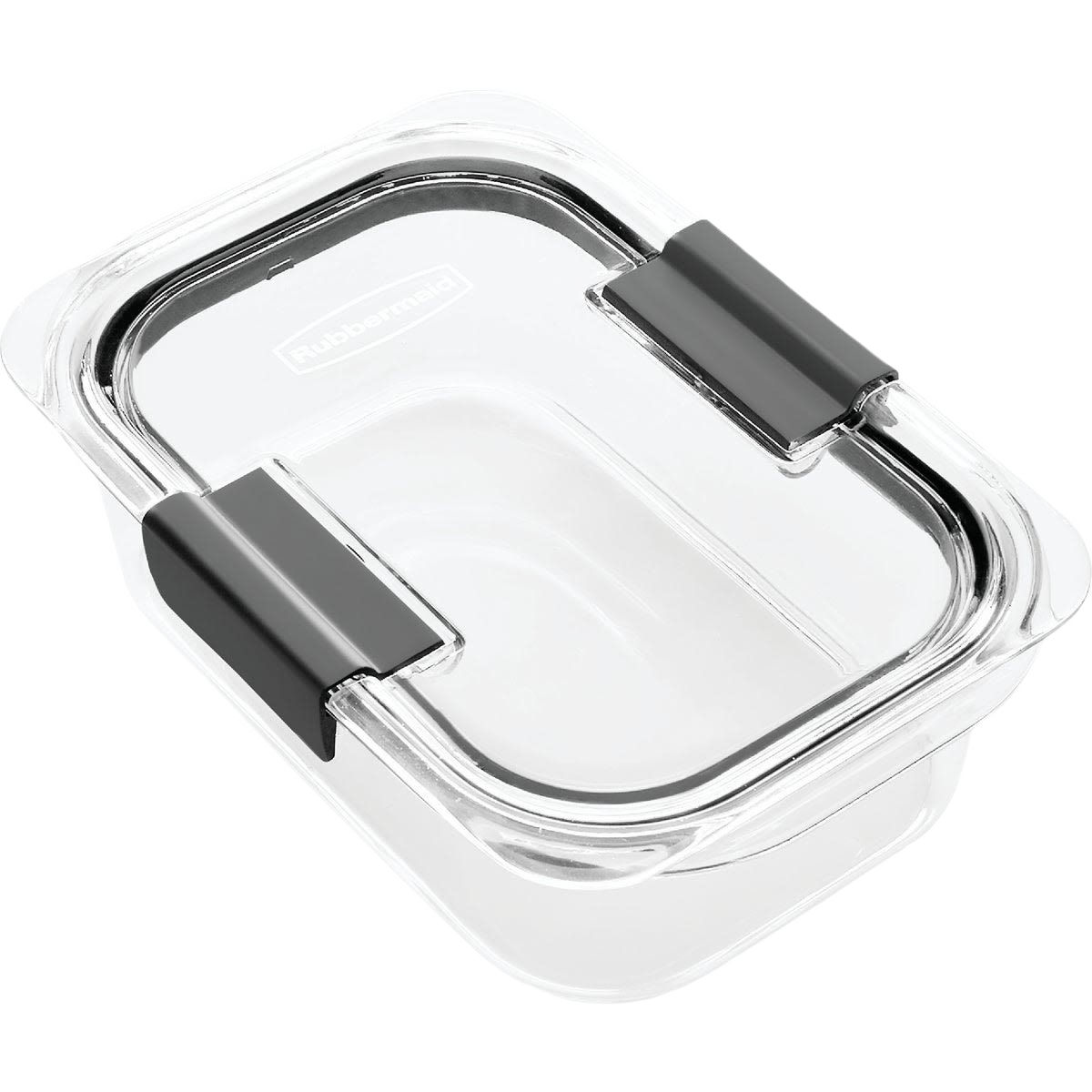 Clear rectangular food storage container with airtight seal and black locking clips for kitchen organization and food storage collections
