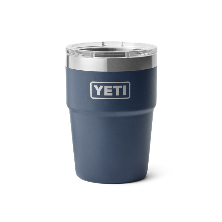 16 oz blue insulated stackable cup with clear lid made of durable stainless steel from drinkware and kitchenware collections