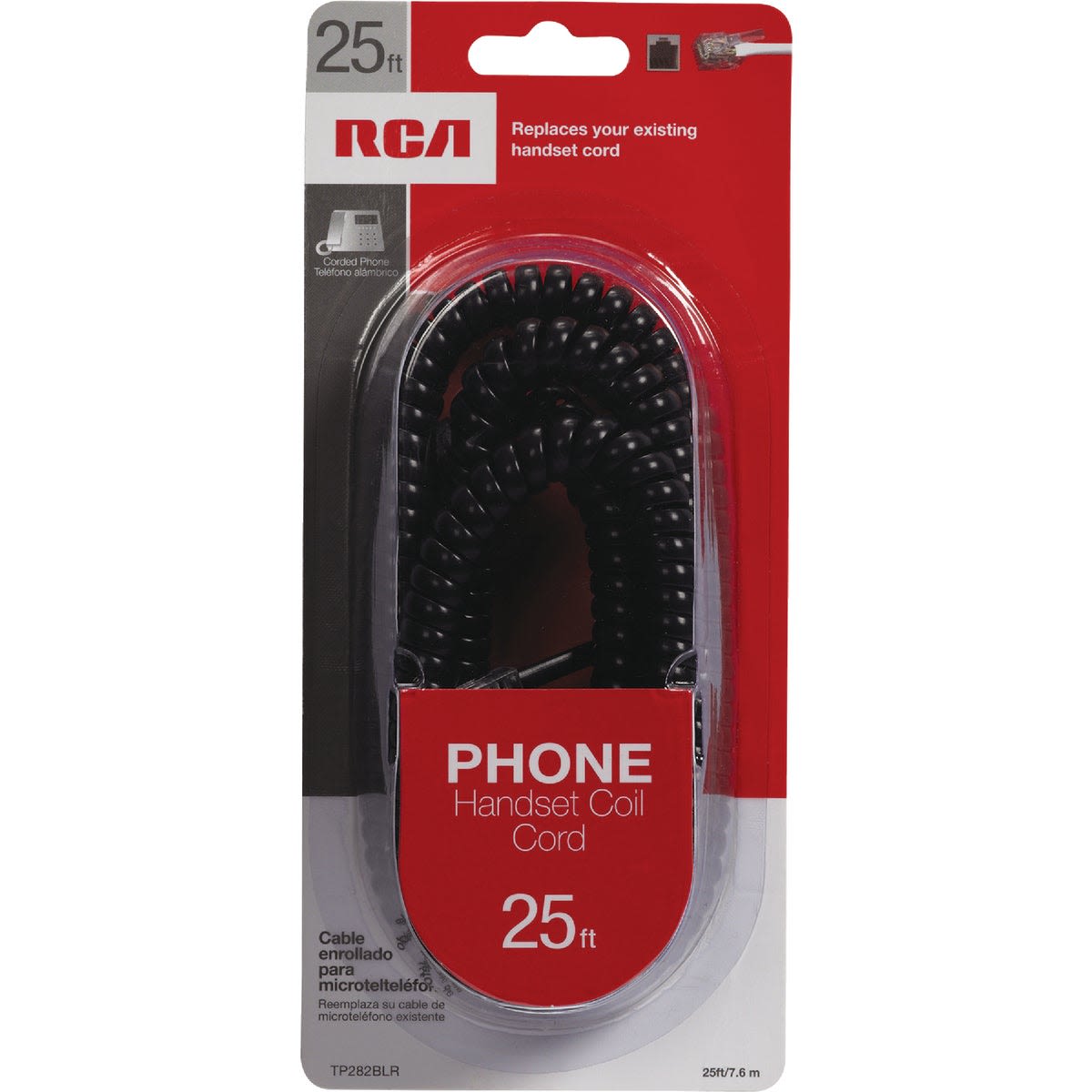Black coiled handset phone cord for wire and electrical use in home improvement collections under $50