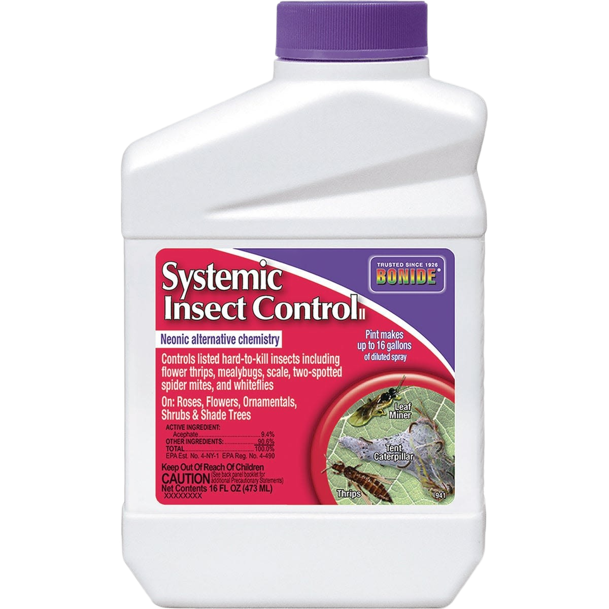 16 oz bottle of Bonide systemic insect control for ornamental gardens and outdoor pest treatment collections
