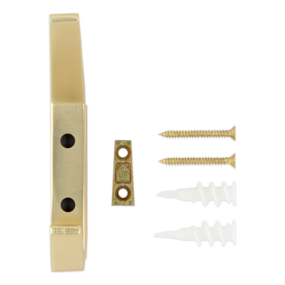 Brushed gold reed geometric hook with mounting screws and anchors for closet organization and home improvement projects under $50