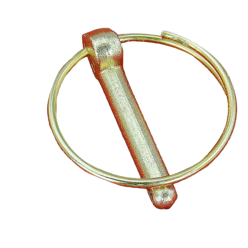 Gold-tone pin fastener with circular retaining ring for John Deere parts and home improvement applications