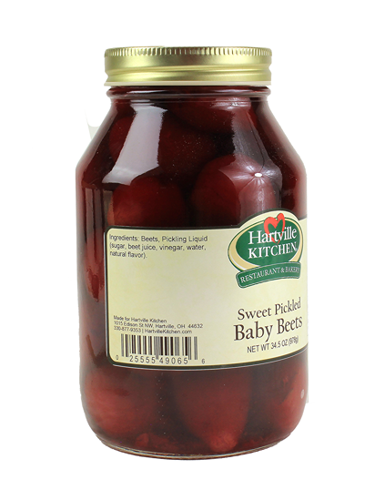 Large glass jar of sweet pickled baby beets from Hartville Kitchen Preserved Goods in Fruits & Vegetables collection