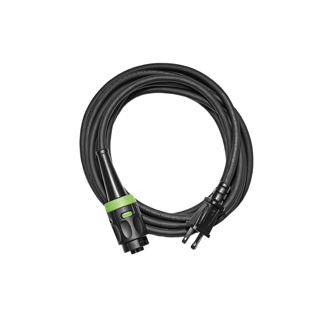 Black Plug-It power cord with green accent, 18 gauge, 4 meters long, for woodworking tool accessories and home improvement