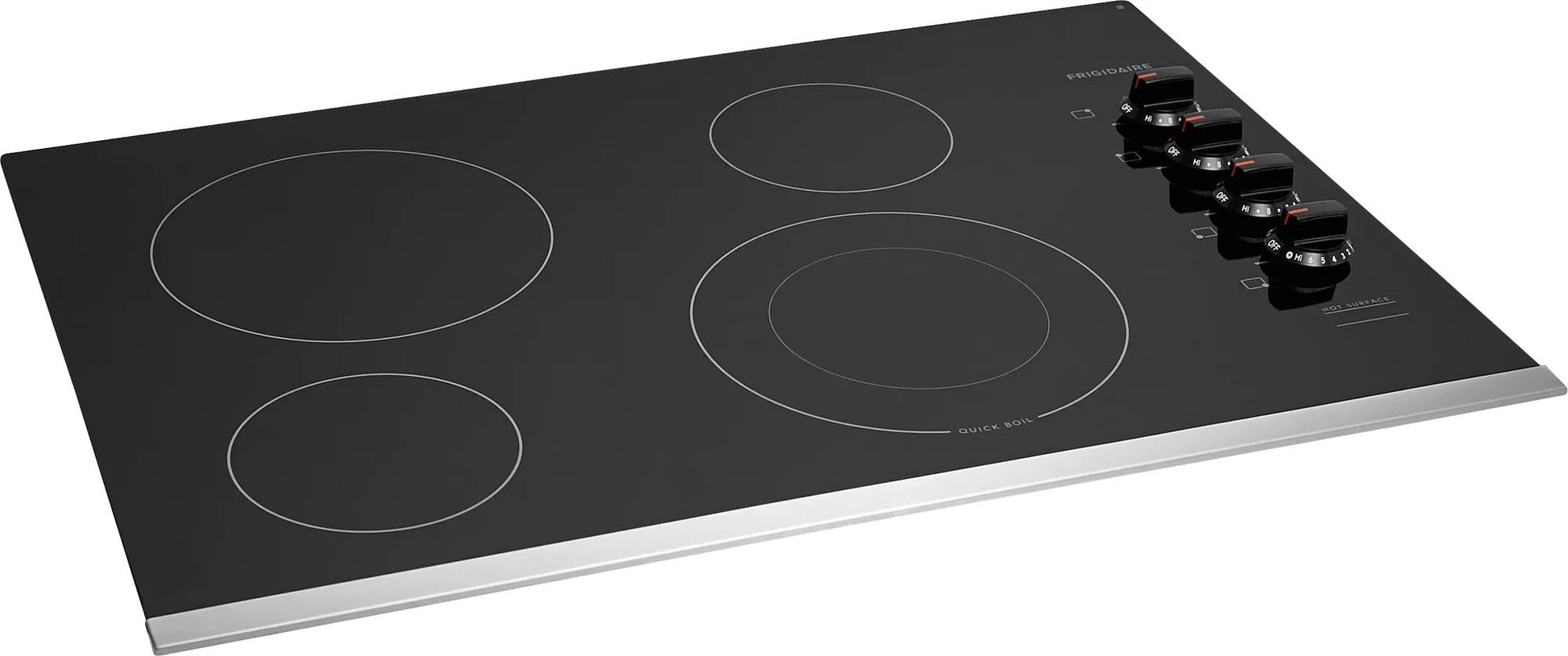 Frigidaire frameless electric cooktop with four heating elements and easy-to-use controls for kitchen appliances and home improvement