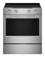 stainless steel smart slide-in electric range with convection cooking and front control knobs in kitchen appliances collection