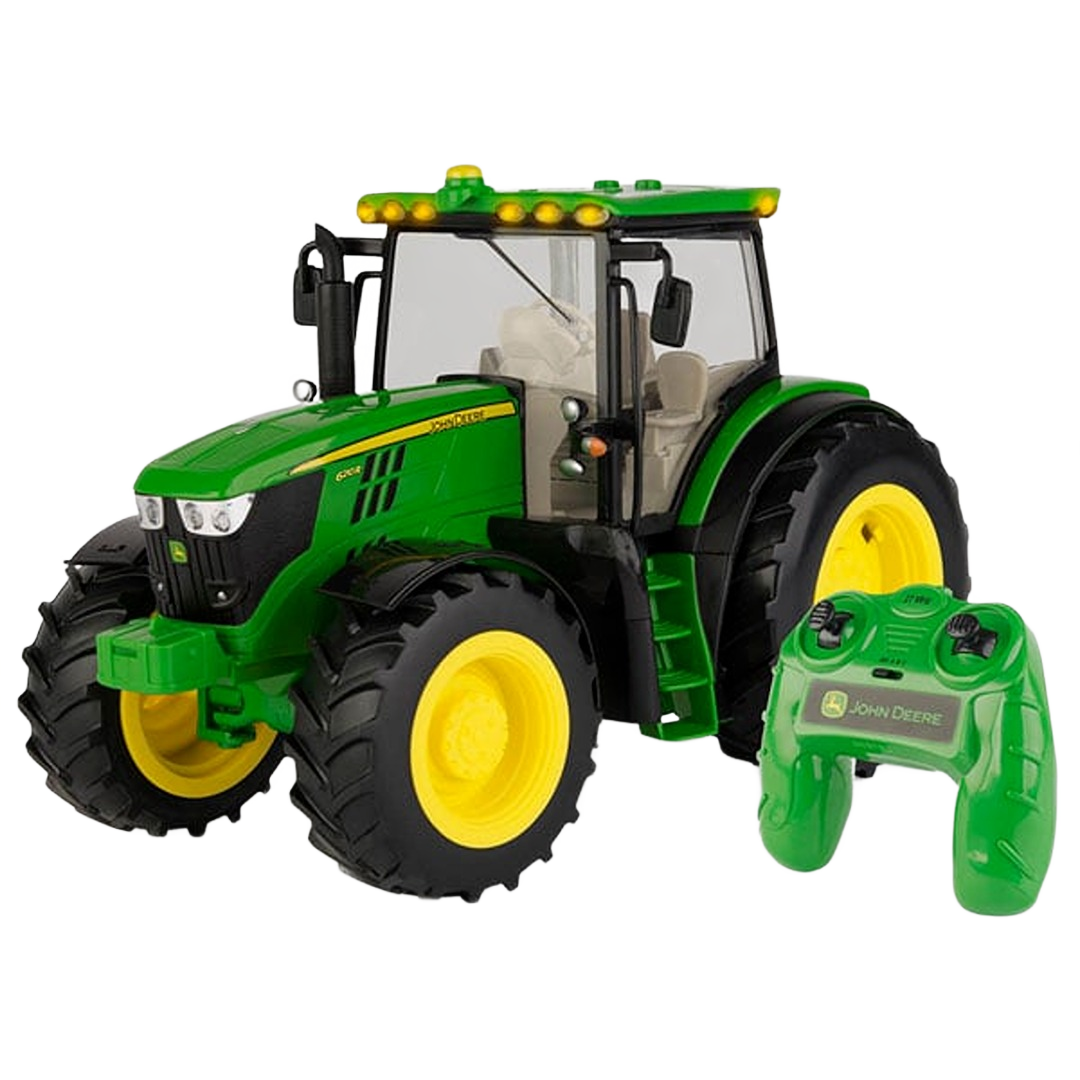 Green and yellow remote control tractor with lights and adjustable hitch from Vehicles & Remote Controlled Toys collection
