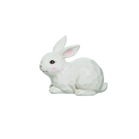 White sculpted laying bunny decoration with subtle pink accents for indoor and outdoor spring décor under $50 collection