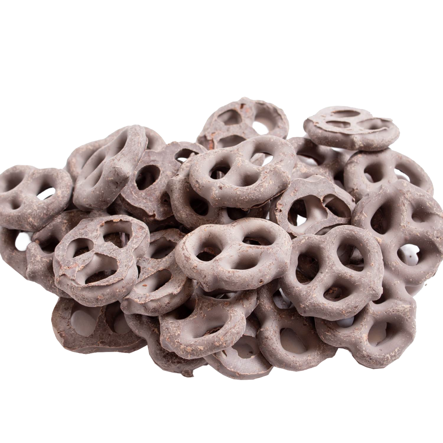 Pile of mini pretzels coated in smooth dark chocolate from Chips & Snacks and Food & Beverage under $50 collections