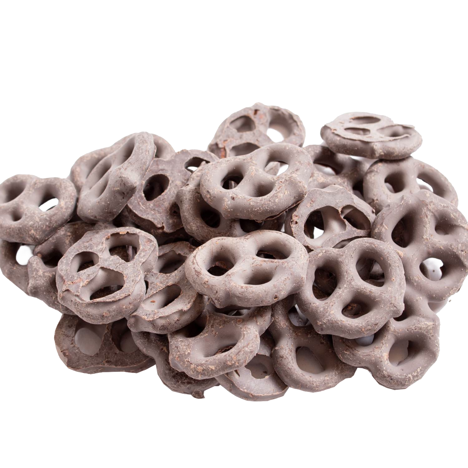 Pile of mini pretzels coated in smooth dark chocolate from Chips & Snacks and Food & Beverage under $50 collections