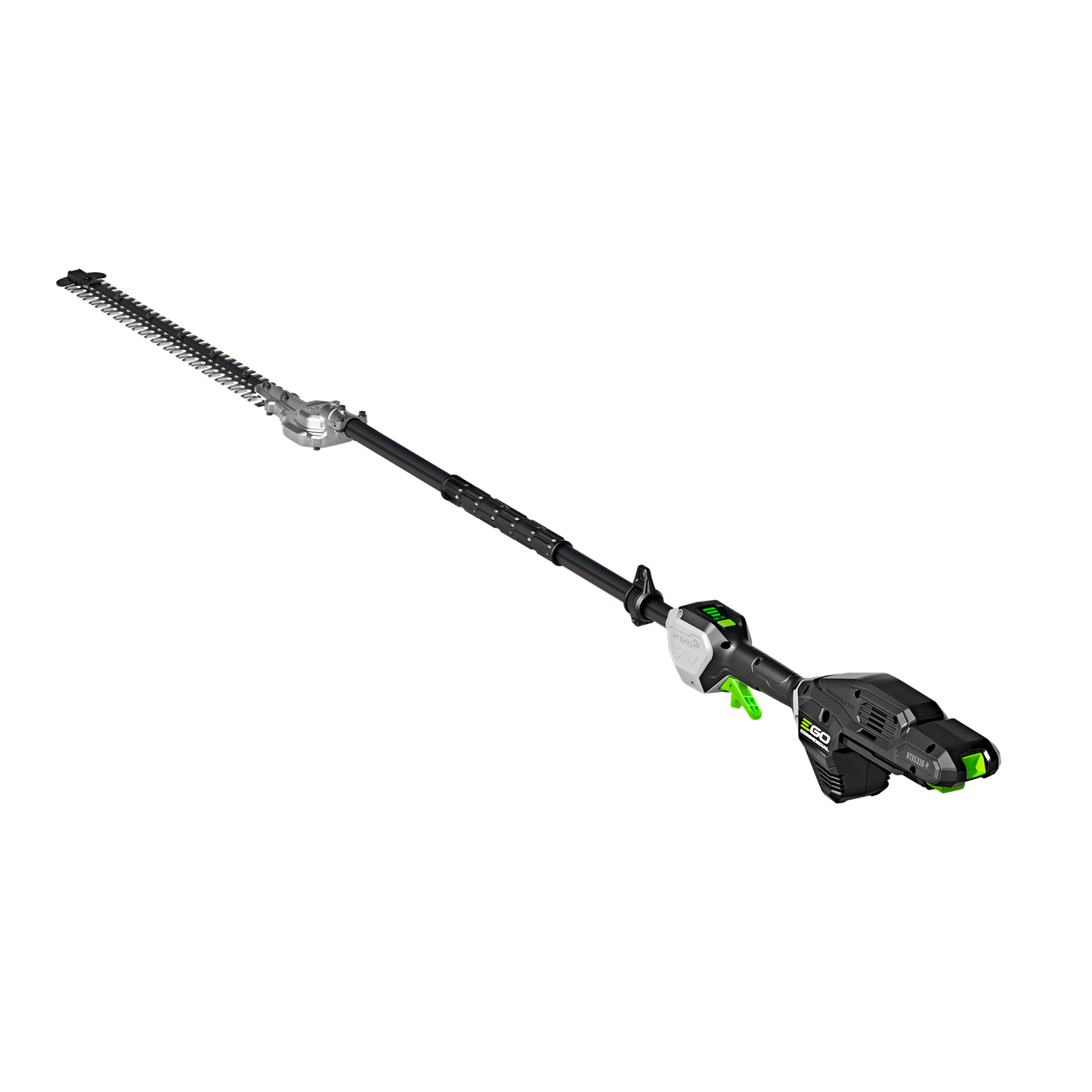 Black and green extended pole hedge trimmer designed for efficient home improvement and landscaping tasks