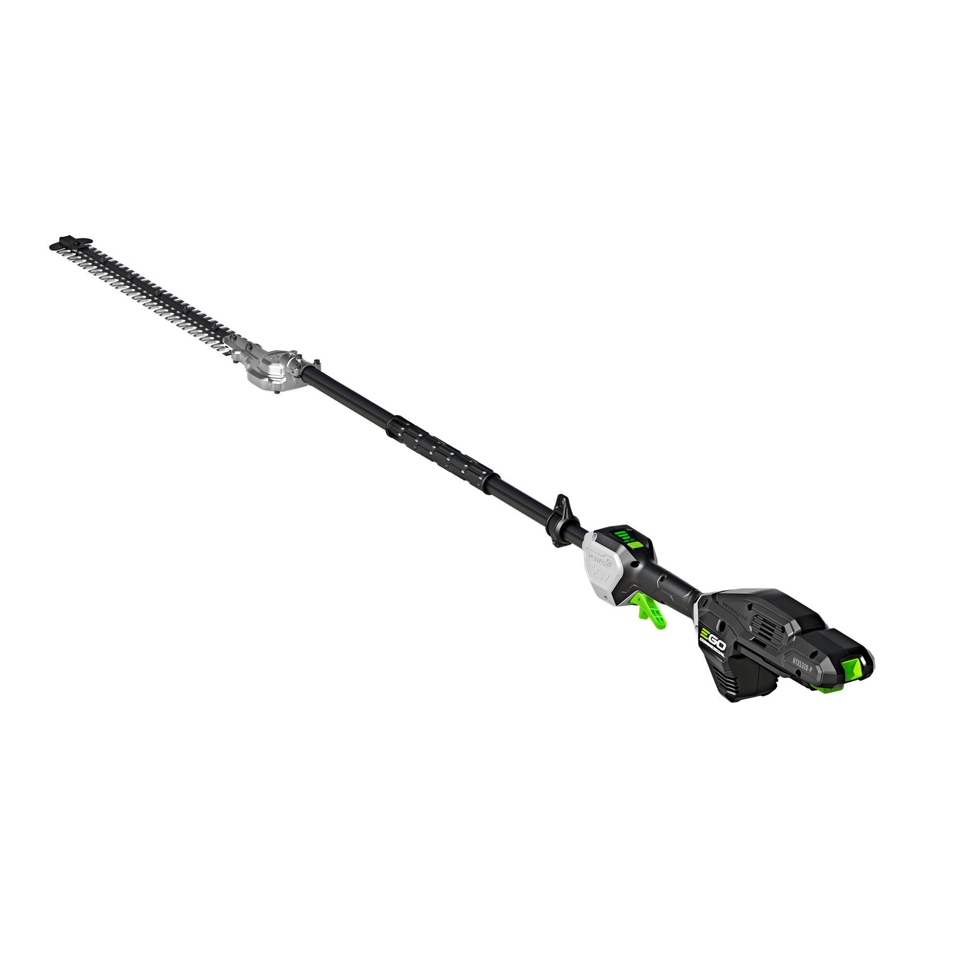 Black and green extended pole hedge trimmer designed for efficient home improvement and landscaping tasks