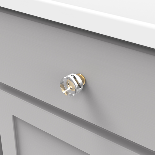 Crystal-clear acrylic drawer knob with brushed golden brass accents for hardware and furniture accessories under $50 collection