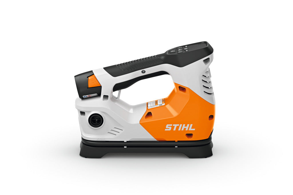 Compact handheld battery-powered inflator with ergonomic handle and digital display, part of Power Tools and Air Tools & Accessories collections.