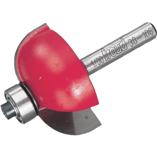Freud carbide-tipped cove bit with red body, double flute, and ball bearing in tool accessories and drill bits collections