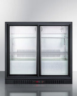 36 inch beverage center with tinted sliding glass doors and digital control panel in kitchen appliance collection