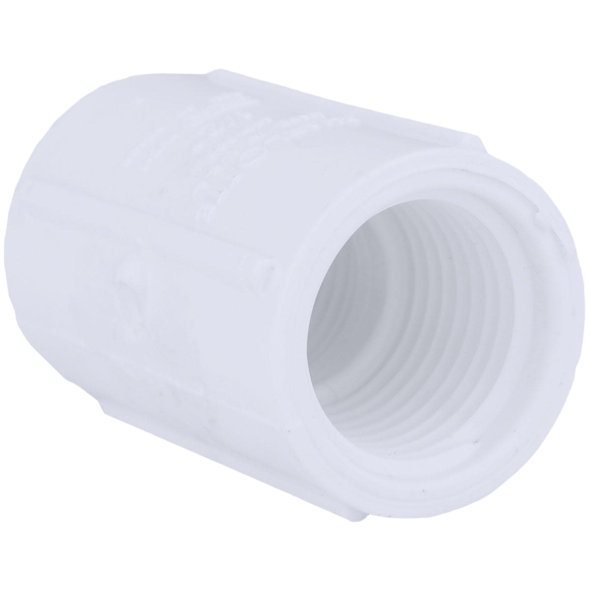 White threaded PVC coupling with durable Schedule 40 design for plumbing applications in Pipes & Fittings collection under $50