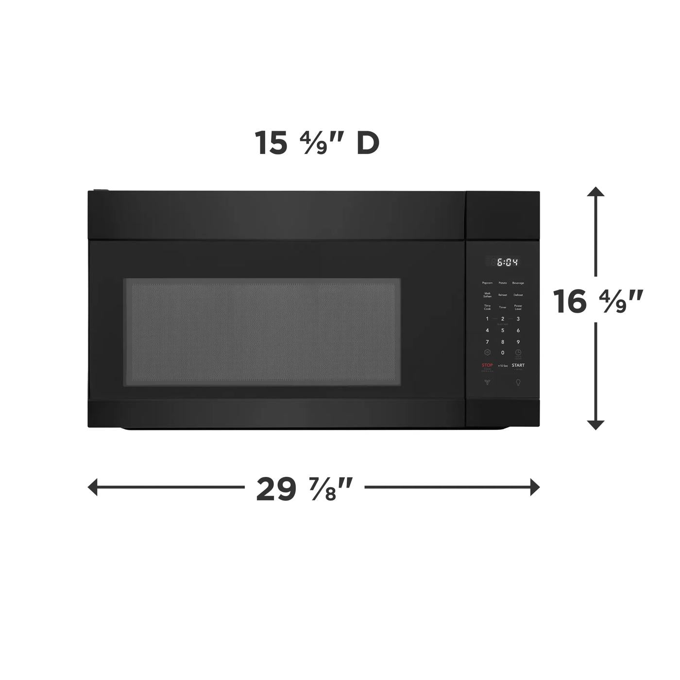 Black over-the-range microwave with digital control panel and viewing window from kitchen appliances collection