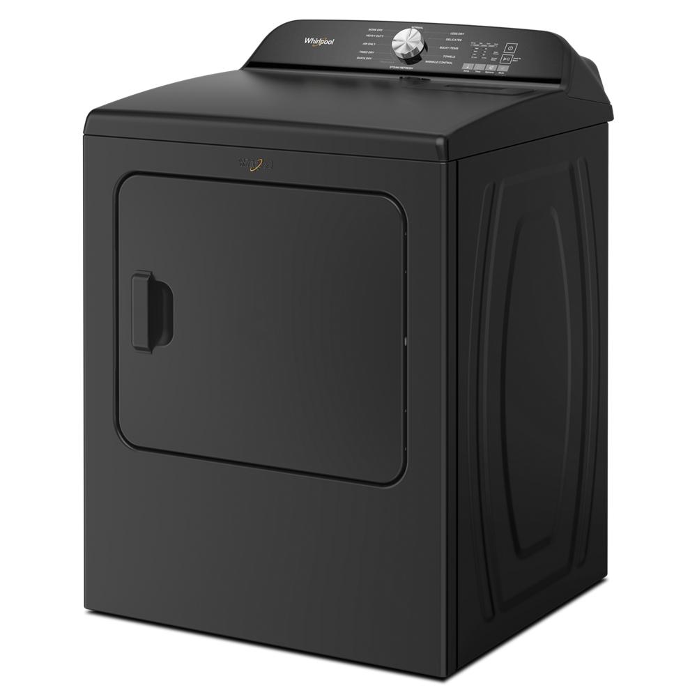 matte black Whirlpool top load electric dryer with moisture sensor and digital control in dryers collection