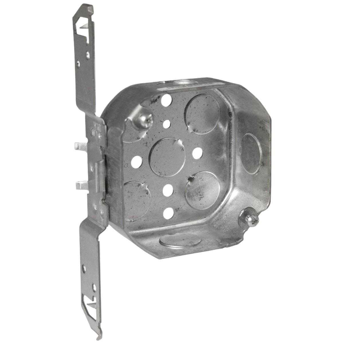 Galvanized steel bracket mount electrical box with octagon shape for wiring and fixture installation under $50 category